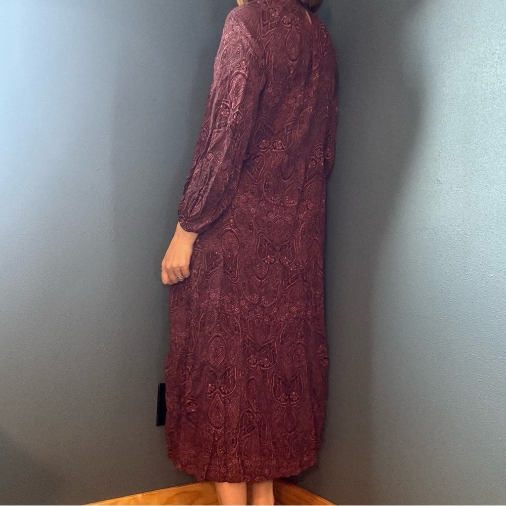 Bohemian Burgundy Paisley Print Long Dress size Medium - Picture 3 of 10